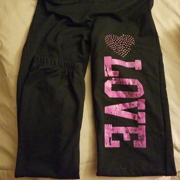 Black pink 💖drawstring stretchy sweats - Picture 2 of 4